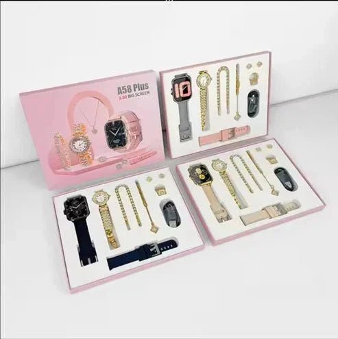 A58 Plus Smart Watch 5 in 1 With Jewelry Set - shopping-spot