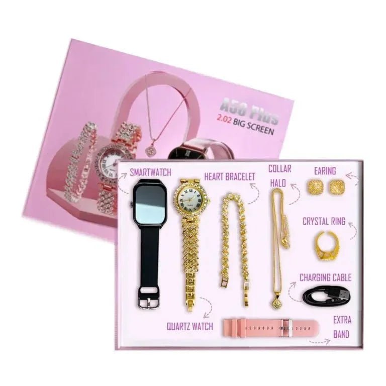 A58 Plus Smart Watch 5 in 1 With Jewelry Set - shopping-spot