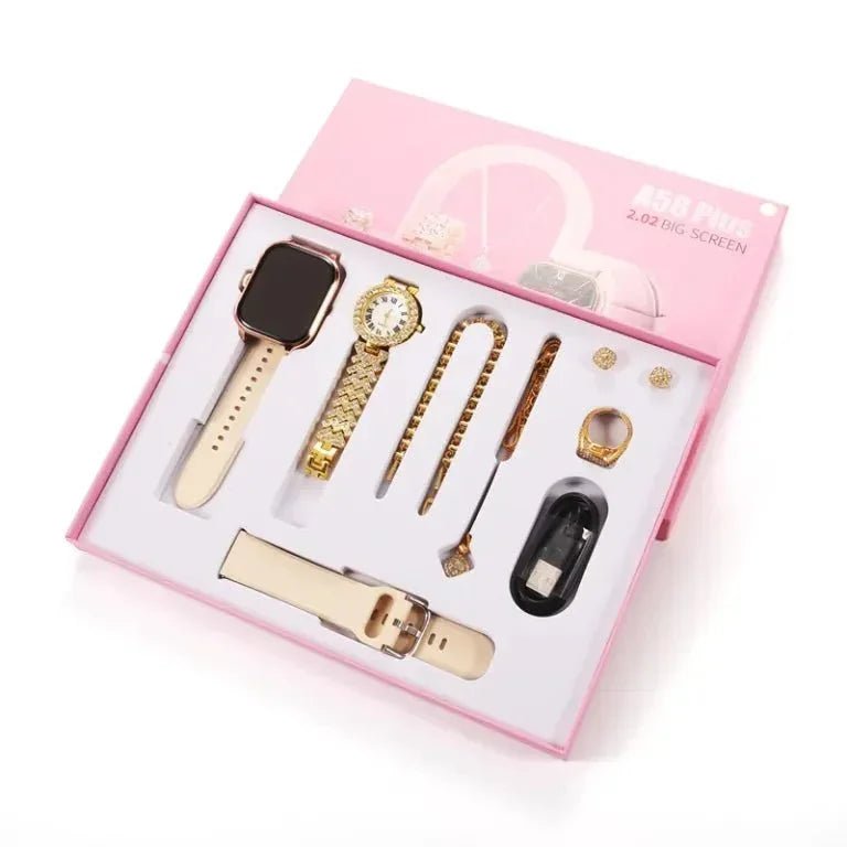 A58 Plus Smart Watch 5 in 1 With Jewelry Set - shopping-spot