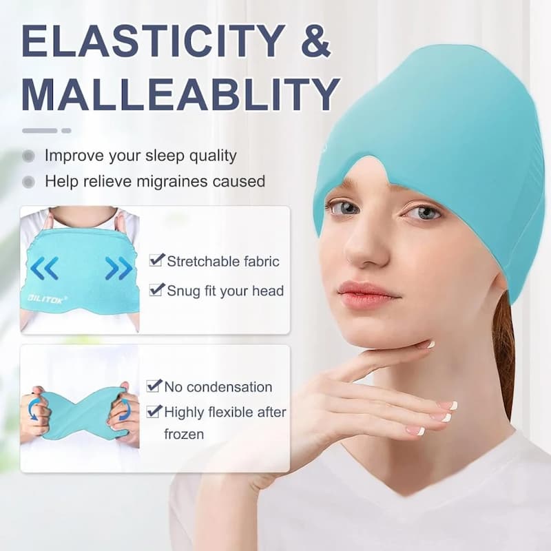 Headache Relief Gel Cap Hot Cold Therapy | Migraine, Tension, Stress, Sinus, & Puffy Eyes Pain Relief - shopping-spot