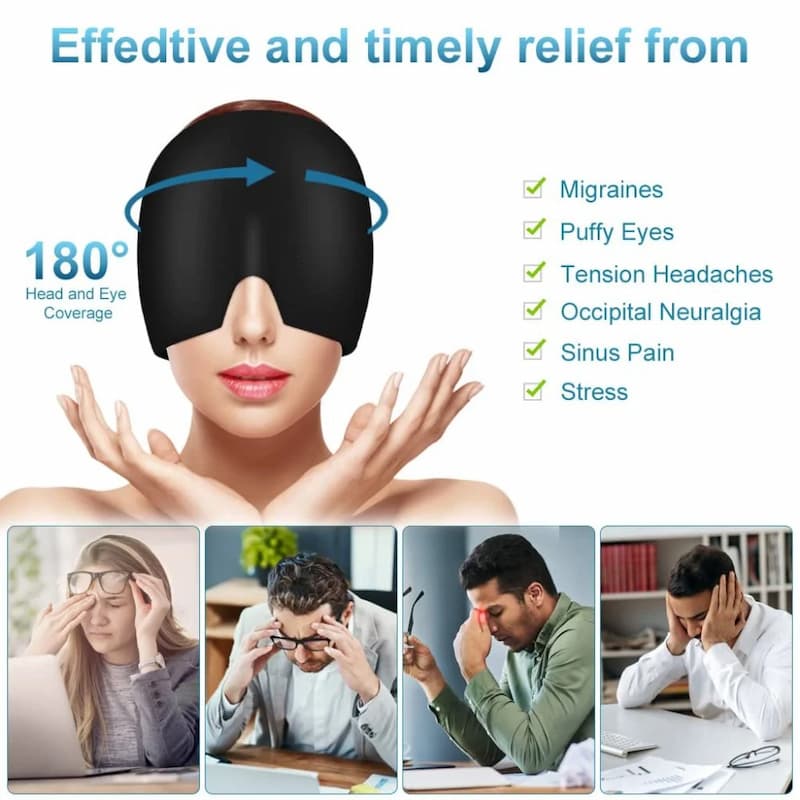 Headache Relief Gel Cap Hot Cold Therapy | Migraine, Tension, Stress, Sinus, & Puffy Eyes Pain Relief - shopping-spot